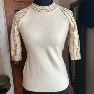Blumarine Made in Italy Wool Knit Top
Y2K Designer Gold Trim Whipstitch